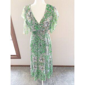 Le Ragazze Green Floral Maxi Dress Made In Italy Silk Blend